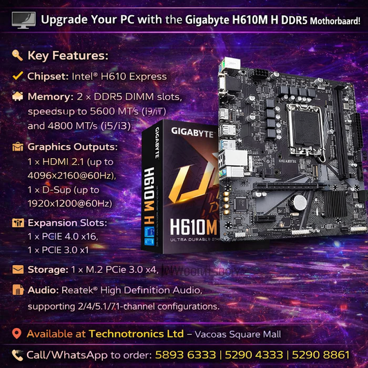 NEw Gigabyte H610M H DDR5 INTEL Motherboard