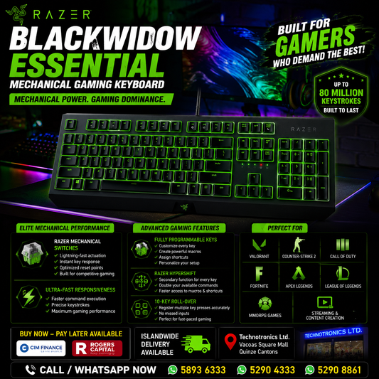 RAZER BLACKWIDOW ESSENTIAL MECHANICAL GAMING KEYBOARD