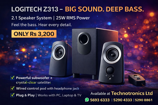 Logitech Z313 2.1 Multimedia Speaker System with Subwoofer, Full Range Audio, 50 Watts Peak Power- Computer Speaker