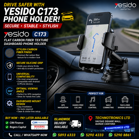 Source Yesido C173 Flat Carbon Fiber Texture Holder with Hollow Silicone Dashboard Using Phone Holder- Vehicle