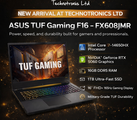 ASUS TUF Gaming F16 (FX608JMR)| Intel Core i7-14650HX Processor| RTX 5060 Graphics| 16GB DDR5 |1TB NVMe