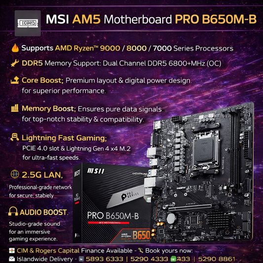 MSI AM5 AMD Motherboard PRO B650M-B