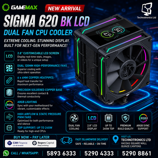Gamemax LCD DUAL FAN CPU COOLER SIGMA 620 BK