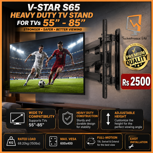 📺💪 Heavy Duty TV Stand - V-STAR S65 for TVs 55" - 85" 💼🖥️