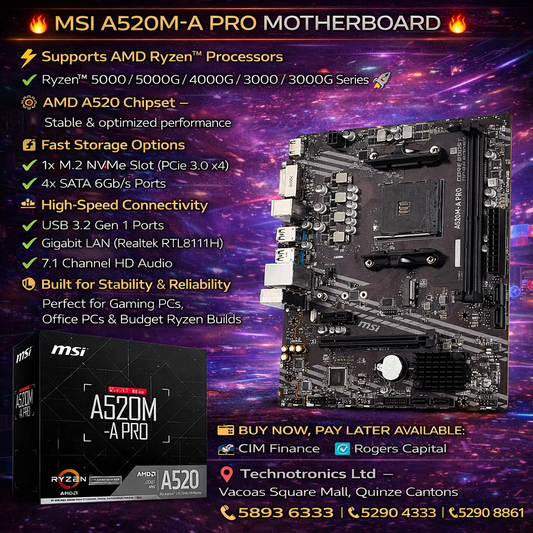 MSI A520M-A PRO AMD MOTHERBOARD
