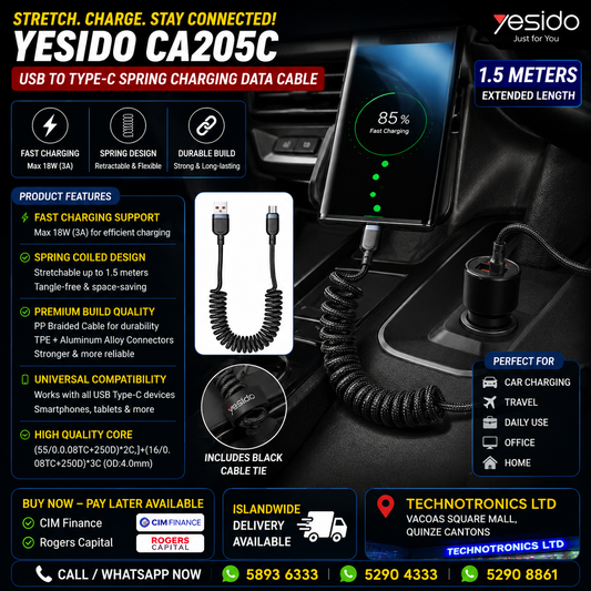 YESIDO CA205C USB to Type-C Spring Charging Data Cable