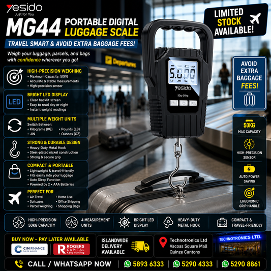 YESIDO MG44 PORTABLE DIGITAL LUGGAGE SCALE (50KG)