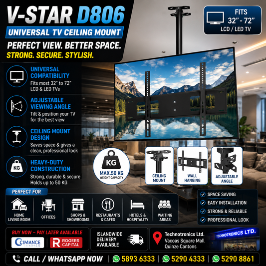 V-STAR Universal 32"-72" Adjustable Flat Panel Ceiling Type LCD LED TV Monitor Mount Bracket Model : D806