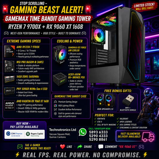 GAMEMAX TIME BANDIT GAMING TOWER 🔥🔥 💥 RYZEN 7 9700X + RX 9060 XT 16GB