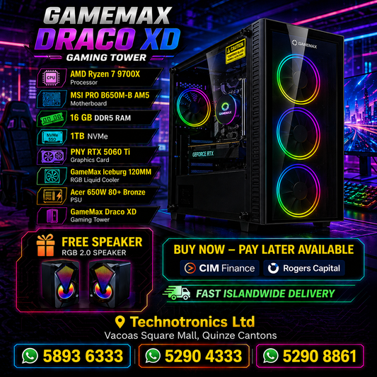 GAMEMAX DRACO XD GAMING TOWER- RYZEN 7 9700X + RTX 5060 Ti