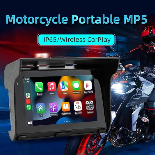 Motorcycle Audio Portable Wireless Carplay & Android Auto Screen for Motorcycle, 5 inch- Car Audio