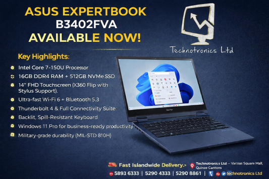 ASUS ExpertBook B3402FVA|  Intel Core 7-150U | 16GB DDR4 RAM | 512GB NVMe SSD