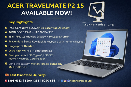 Acer TravelMate P2 15| Intel Core Ultra 5 225U| 16GB DDR5 RAM|  1TB NVMe SSD