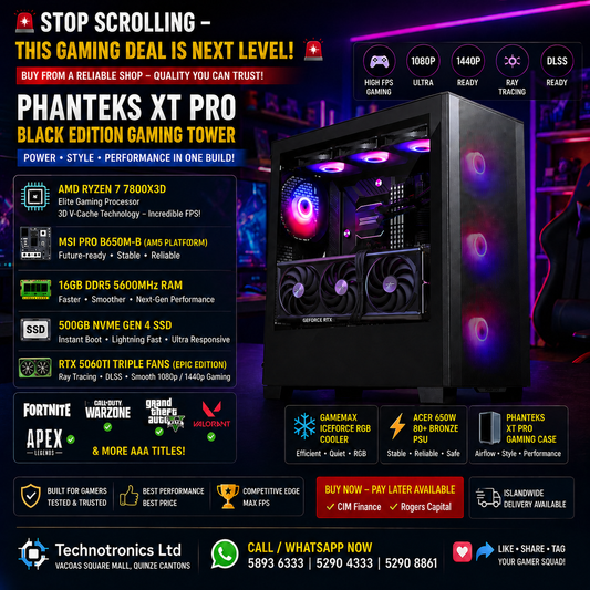 Phanteks XT Pro BLACK- RYZEN 7 7800X3D + RTX 5060TI