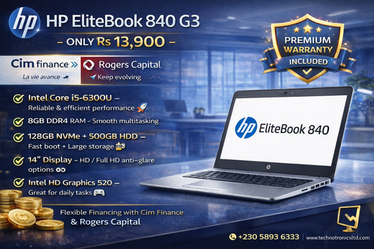 Renewed HP EliteBook 840 G3 Core  i5 , 8 GB ram DDR4, 128GB Nvme+ 500 GB Hard Disk – ONLY Rs 13,900