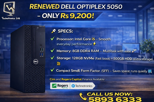Renewed Dell Optiplex 5050 | Intel Core i5 | 8GB DDR4 RAM | 128GB NVMe  + 500GB HDD