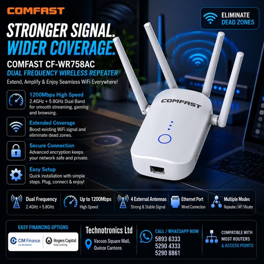 COMFAST CF-WR758AC Dual Frequency 1200Mbps Wireless Repeater 5.8G WIFI Signal Amplifier