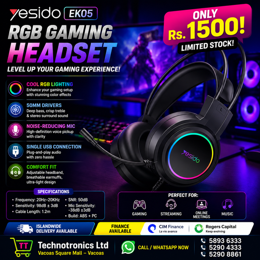 Yesido EK05 USB Wired RGB Light Gaming Headset with Mic