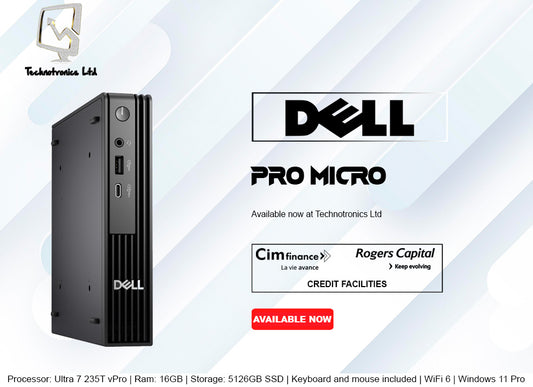 Dell Pro Micro | Processor: Ultra 7 235T vPro | Ram: 16GB | Storage: 512 GB SSD