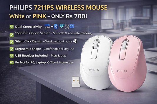PHILIPS 7211PS WIRELESS MOUSE White/ Pink– ONLY Rs 700!