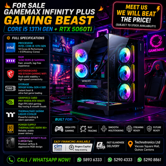 Gamemax Infinity Plus Tower Core i5 13th gen+16GB RAM DDR5 + Rtx 5060TI