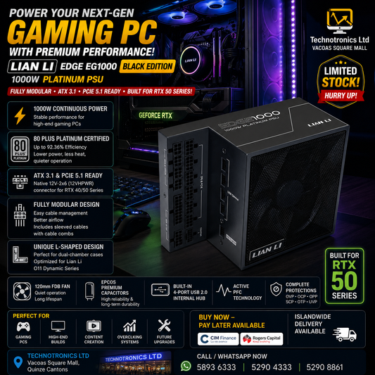 LIAN LI EDGE EG1000 BLACK EDITION – 1000W  PLATINUM PSU