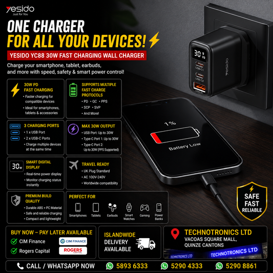 YESIDO YC88 30W Fast Charging Wall Charger