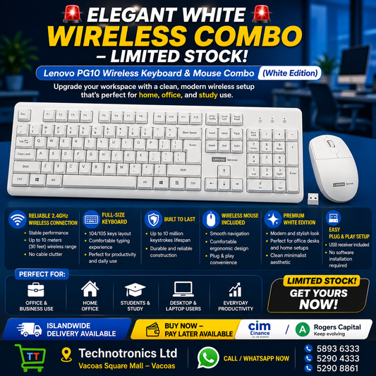 Lenovo PG10 Wireless Keyboard &Mouse Combo (White Edition)