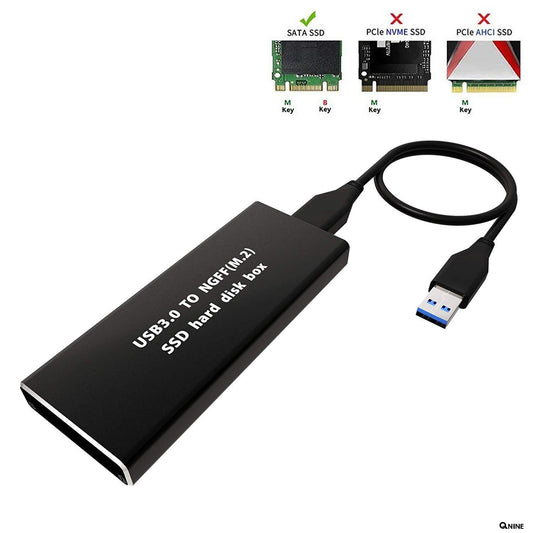 M.2 to USB Enclosure, M2 SSD Adapter with Case, Portable M.2 SSD Reader, M.2 SATA SSD Based B Key External Hard Drive Enclosure, Support 2230 2242 2260 2280